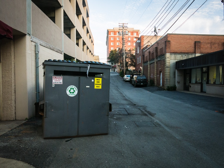 Dumpster in alley