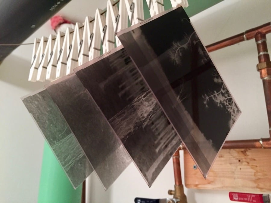 4x5 negatives hanging to dry