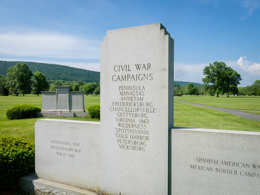 Granite monument to the battles of the Civil War