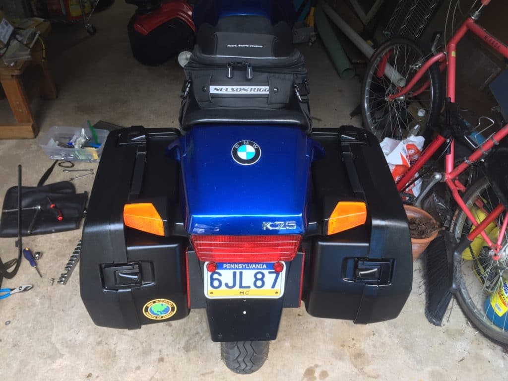 Side cases on the BMW K75 motorcycle