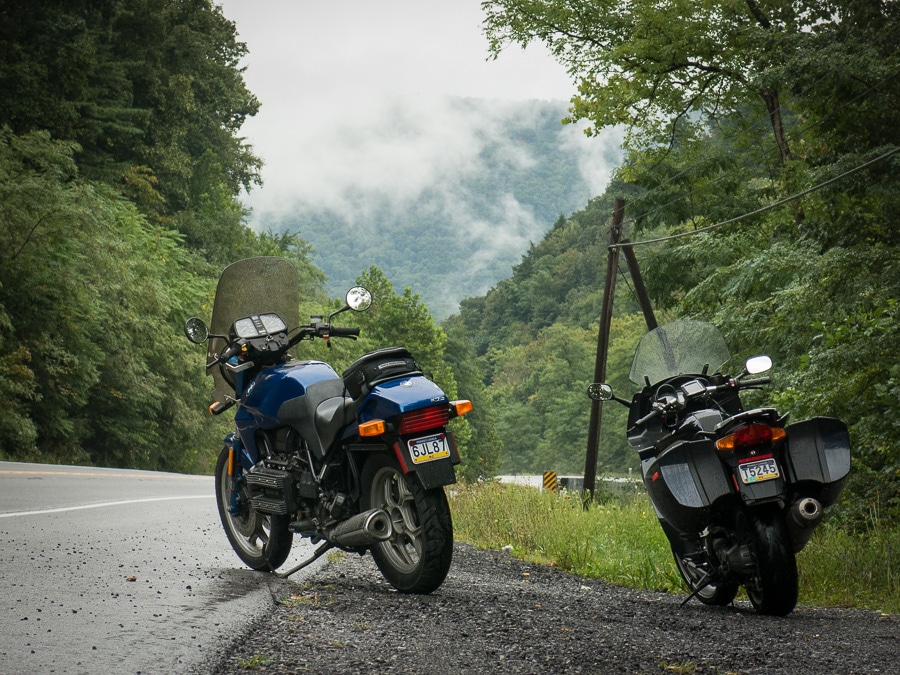 Motorcycles along the road near Shade Gap, Pennsylvania