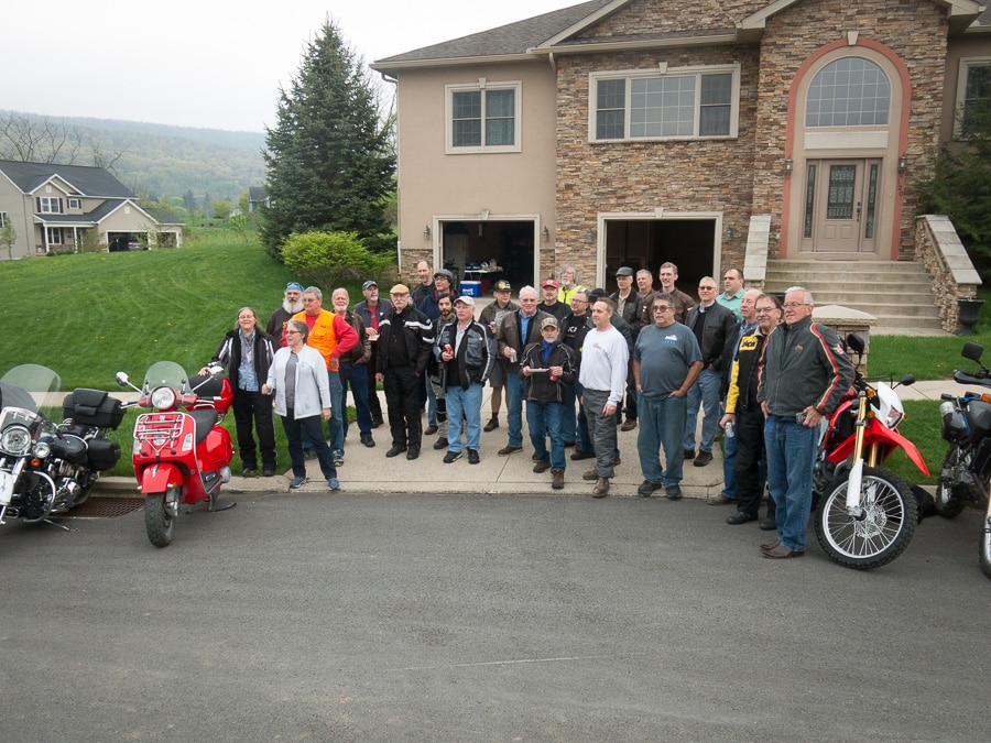Group photo of motorcycle riders