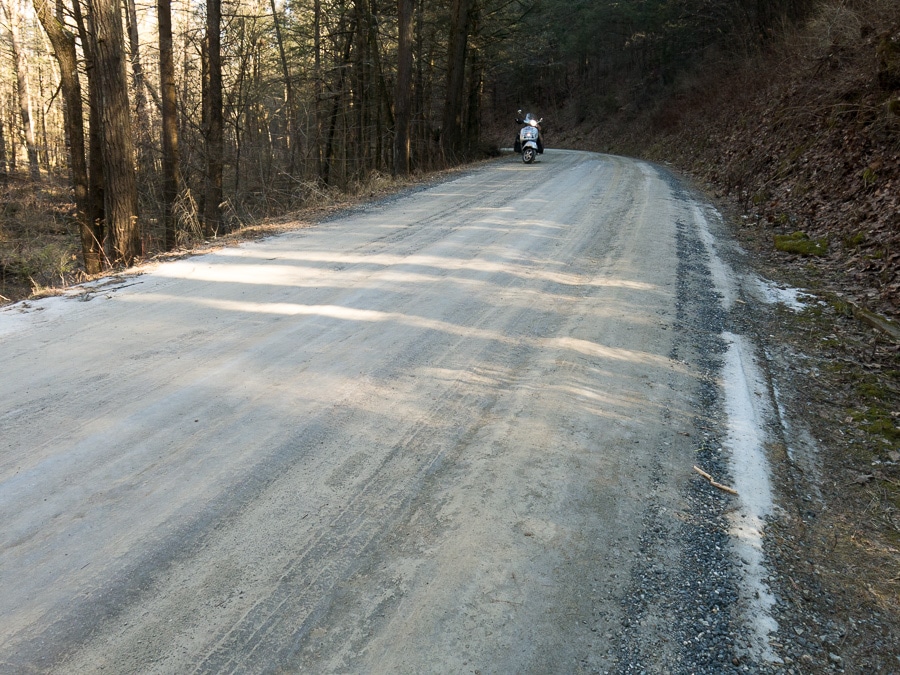 Ice on a gravel road