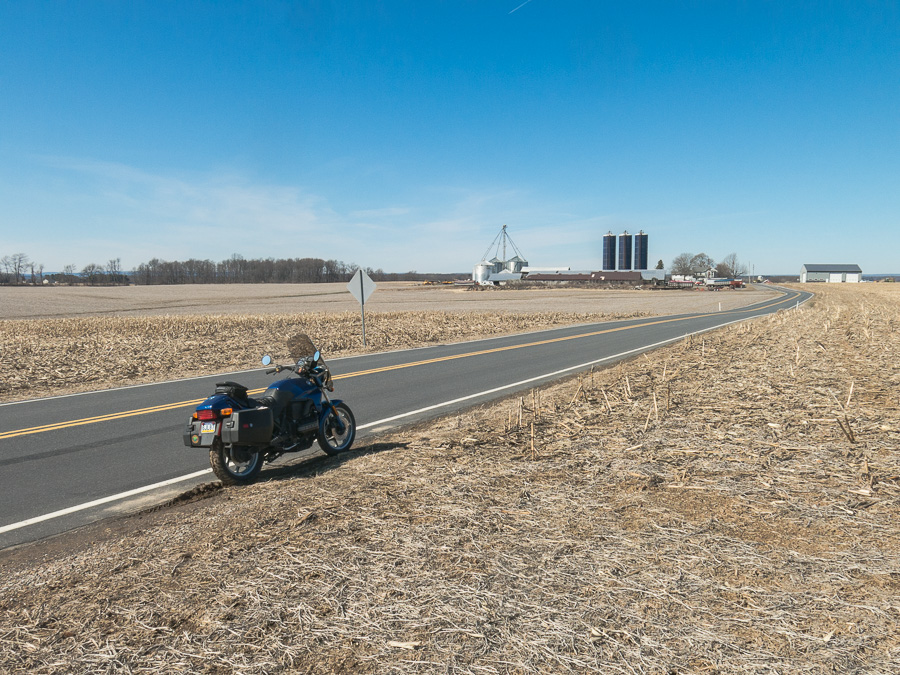BMW K75 motorcycle on rural road