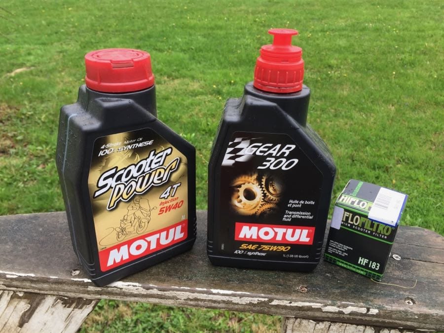 Engine and transmission oil for a Vespa GTS scooter