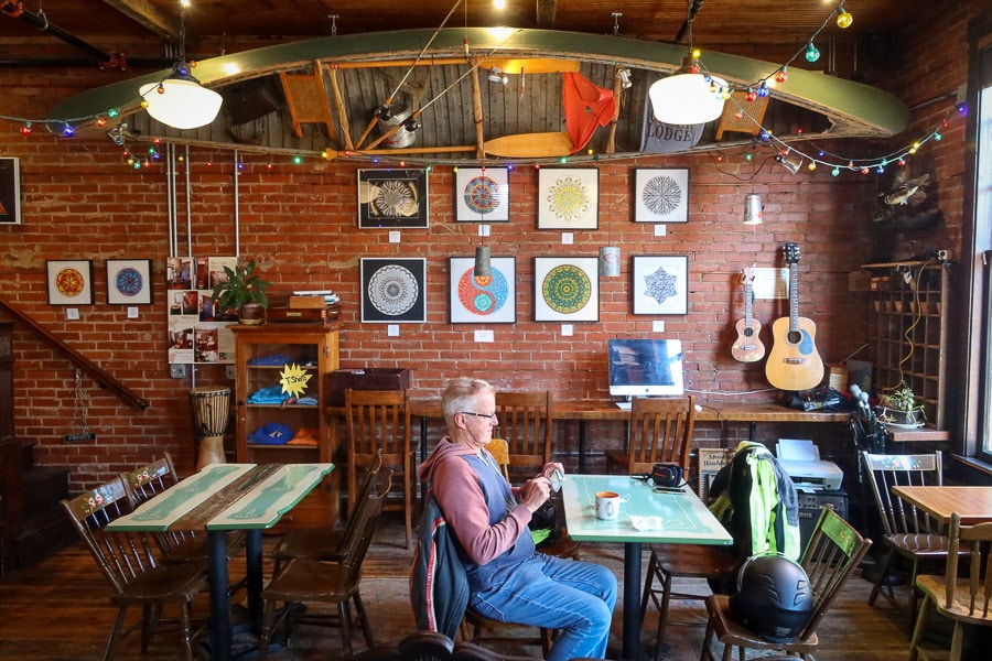 Man sitting inside Inglebean Cafe