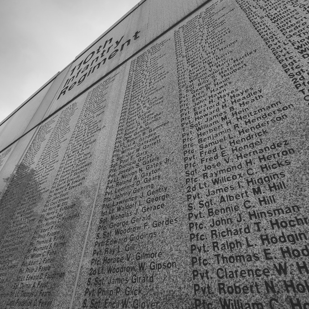 Names of fallen soldiers etched in granite