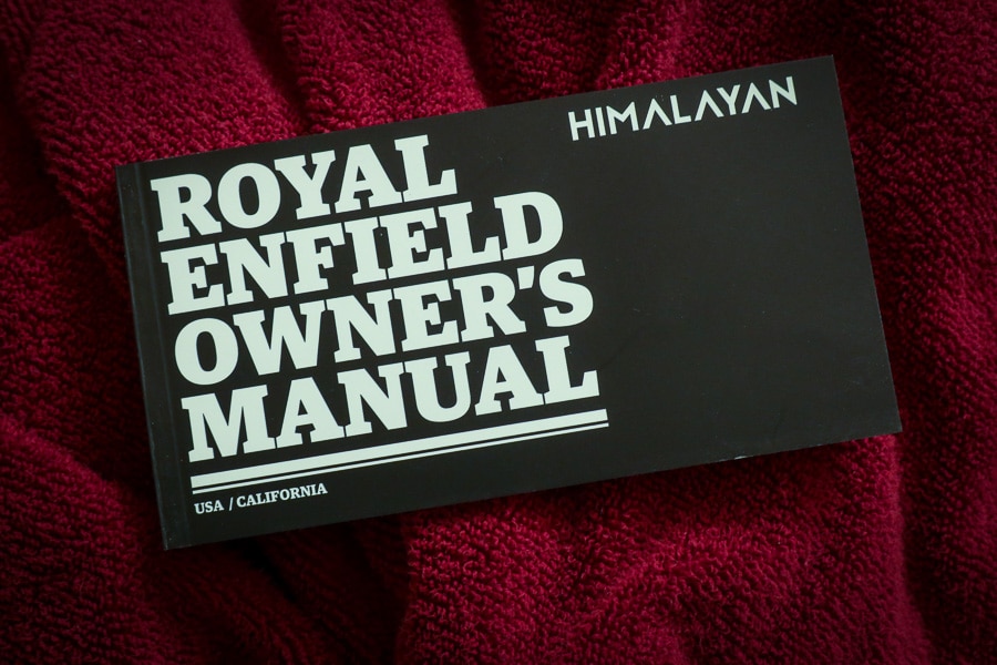 Royal Enfield Himalayan owner's manual.