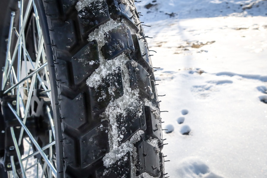 Snow on the Himalayan tires.
