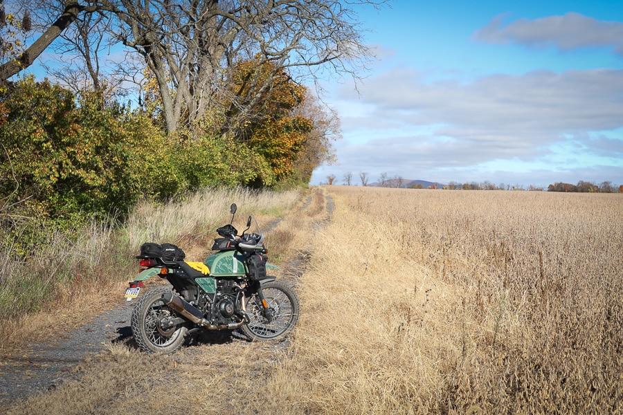 2022 Royal Enfield Himalayan on a farm lane.