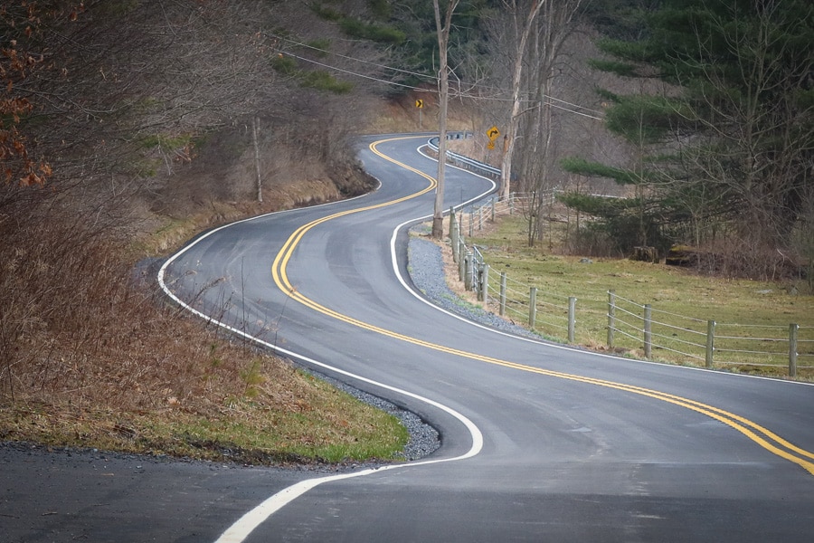 Winding road in Pennsylvania.