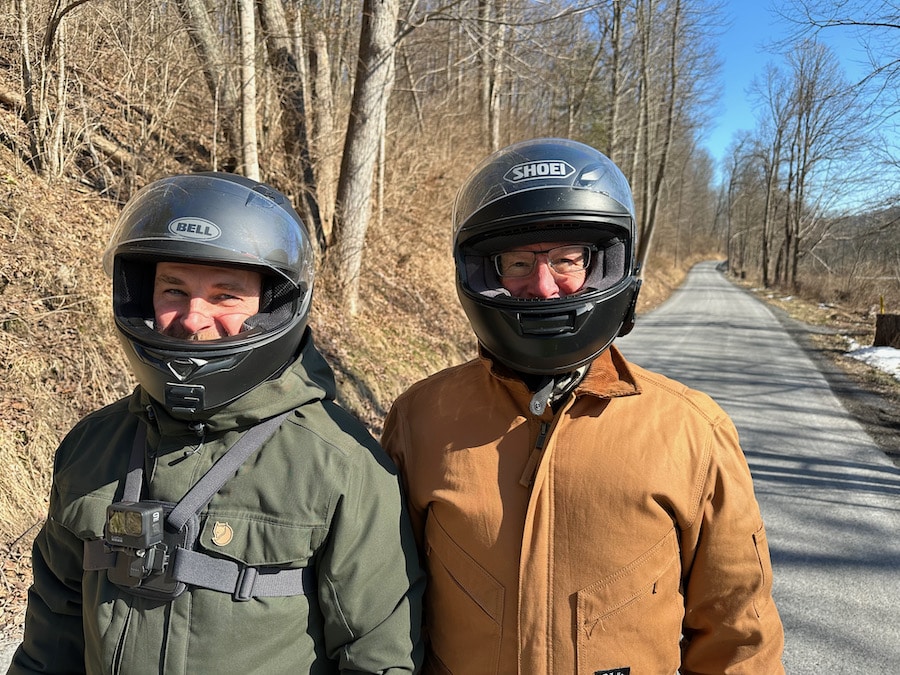 Vespa riders on the road in Central Pennsylvania.