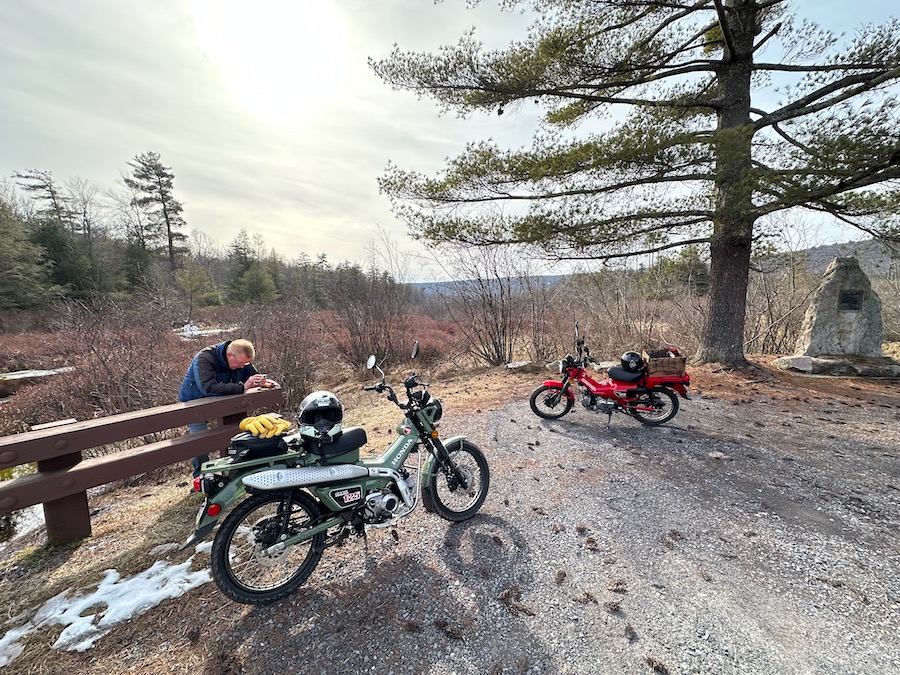 Two Honda Trail 125 motorcycles at Bear Meadows Natural Area.