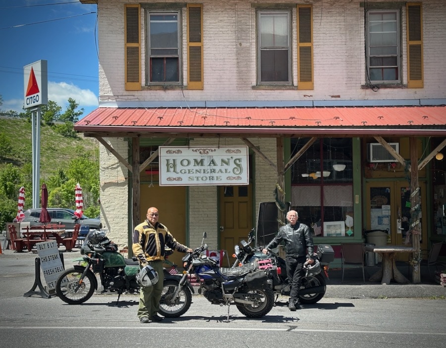 Homan's General Store with motorcycles.