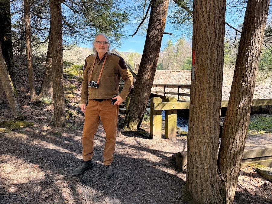 Steve Williams with his Pentax MX camera at Penn Roosevelt State Park.