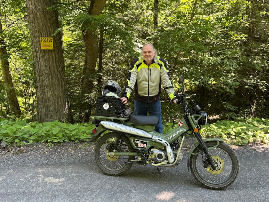 Steve Williams with his Honda CT 125 trail bike.