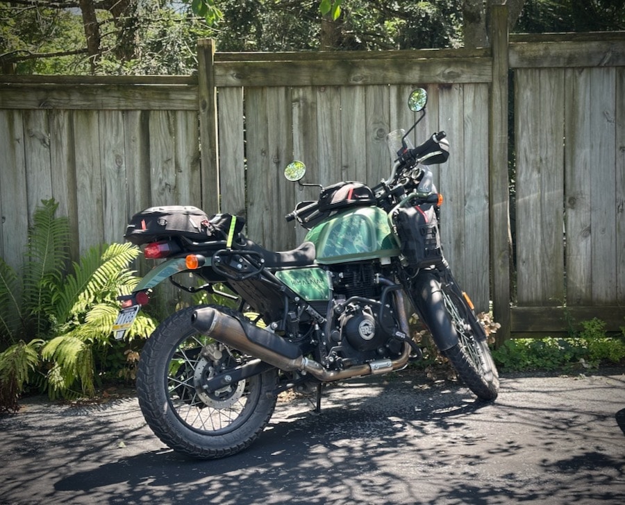 A 2022 Royal Enfield Himalayan parked in a driveway.