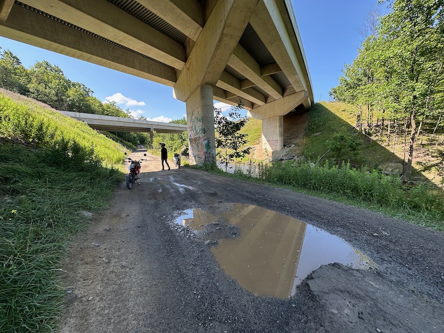 Underneath an Interstate 80 overpass.