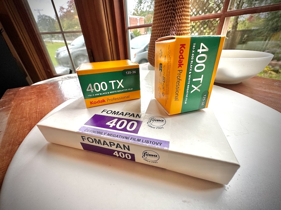 Black & white film in 35mm and 5x7 formats.